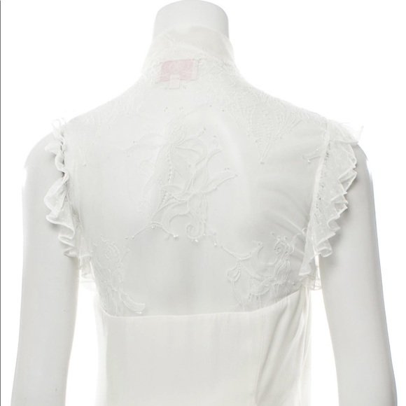 Cinq a Sept Silk Mini Lace Ruffle White Dress - Picture 8 of 13